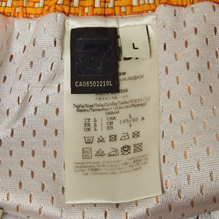 Pre Owned Fendi Yellow FF Print Synthetic Gym Shorts L