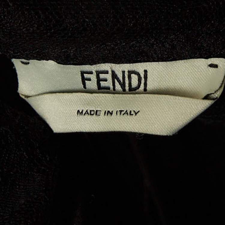 Pre Owned Fendi Black Quilted Silk Lace Trimmed Midi Dress M