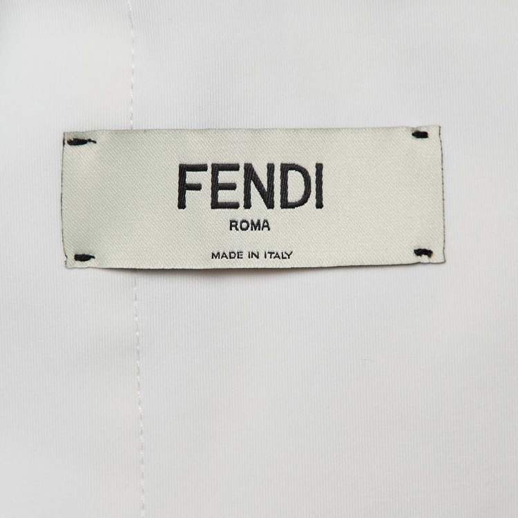 Pre Owned Fendi Gold/White Synthetic & Jersey Quilted Down Hoodie Jacket M
