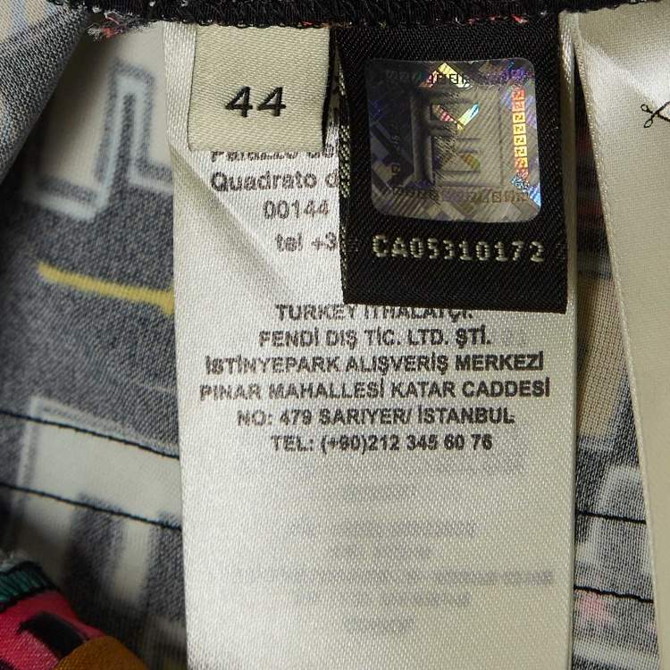 Pre Owned Fendi Black FF Print Satin Cropped Fun Fair Pants M