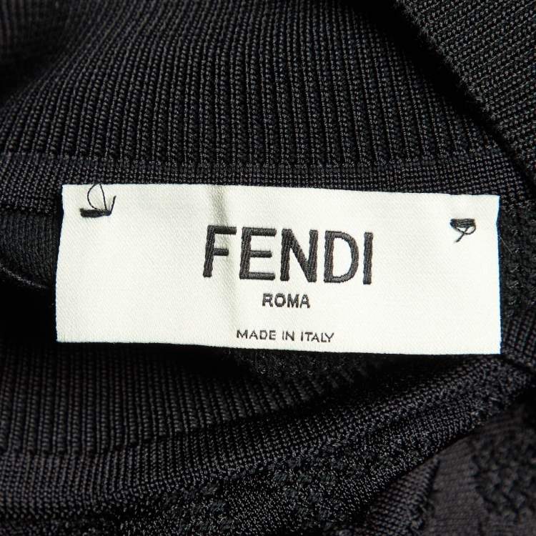 Pre Owned Fendi Black Monogram Jacquard Knit Pullover Jumper M