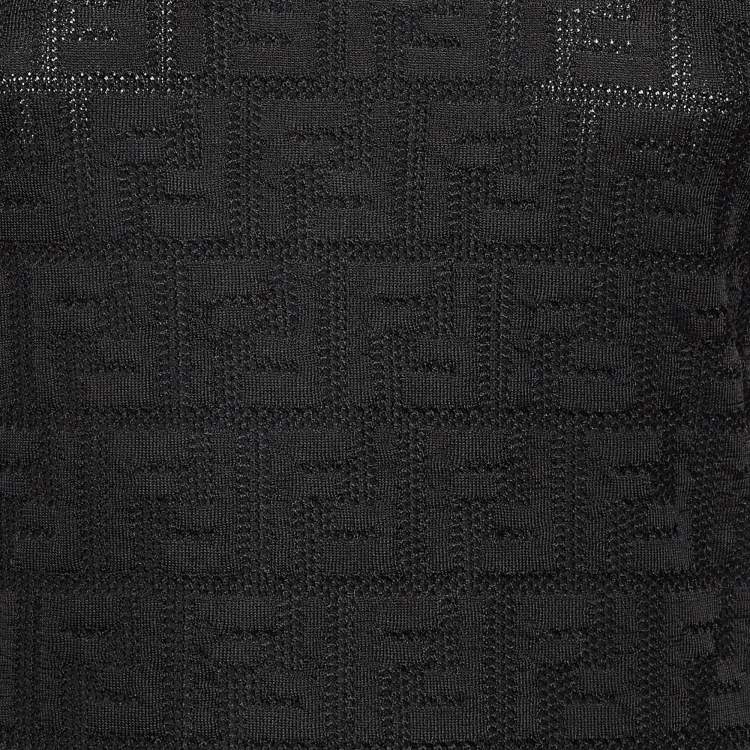 Pre Owned Fendi Black Monogram Jacquard Knit Pullover Jumper M