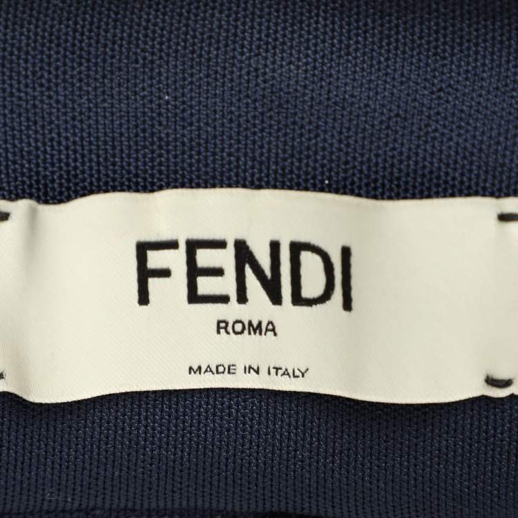 Pre Owned Fendi X Fila White Fendi Mania Print Silk Pleated Midi Skirt M