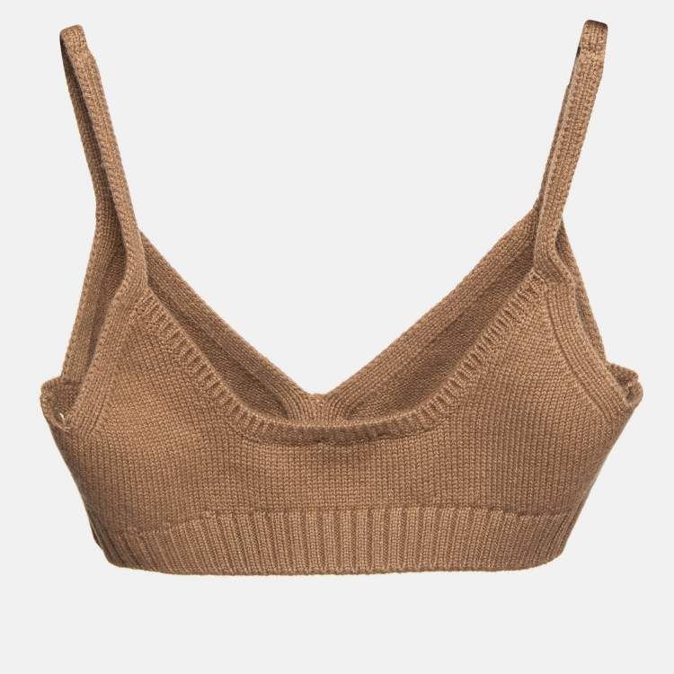 Pre Owned Fendi Brown Cashmere Knit Bralette Top M 