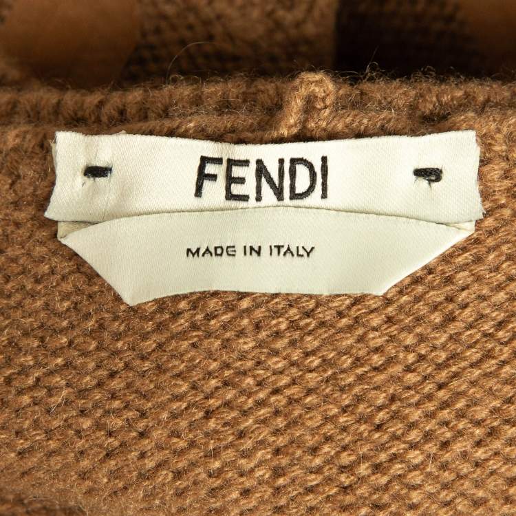 Pre Owned Fendi Brown Cashmere Knit Bralette Top M 