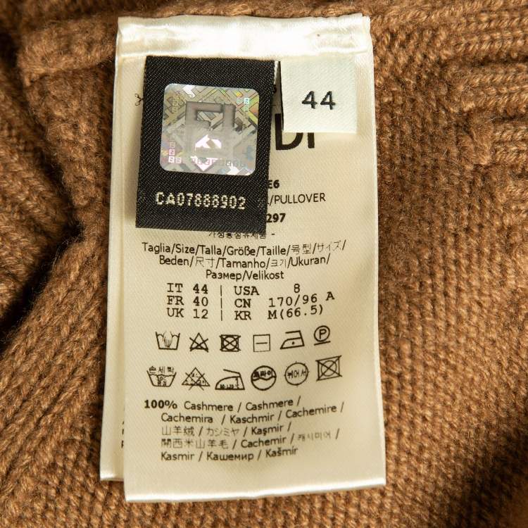 Pre Owned Fendi Brown Cashmere Knit Bralette Top M 