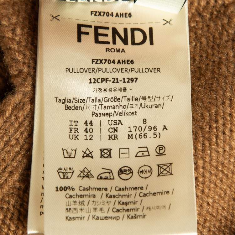 Pre Owned Fendi Brown Cashmere Knit Bralette Top M 