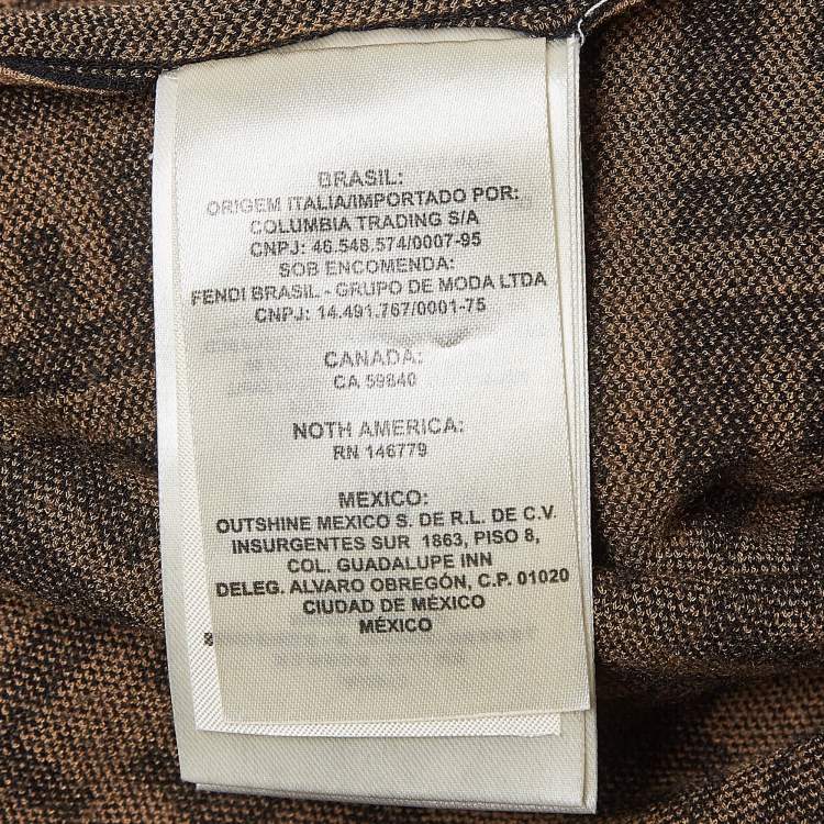 Pre Owned Fendi Brown Zucca Patterned Knit Sleeveless Bodycon Dress M
