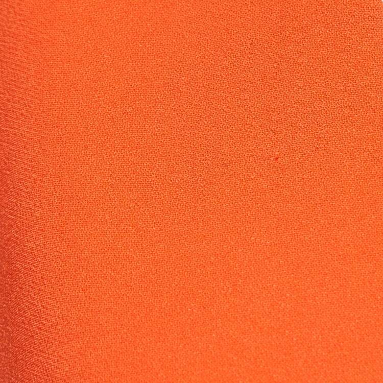 Pre Owned Fendi Orange Crepe V-Neck Pleated Midi Dress S