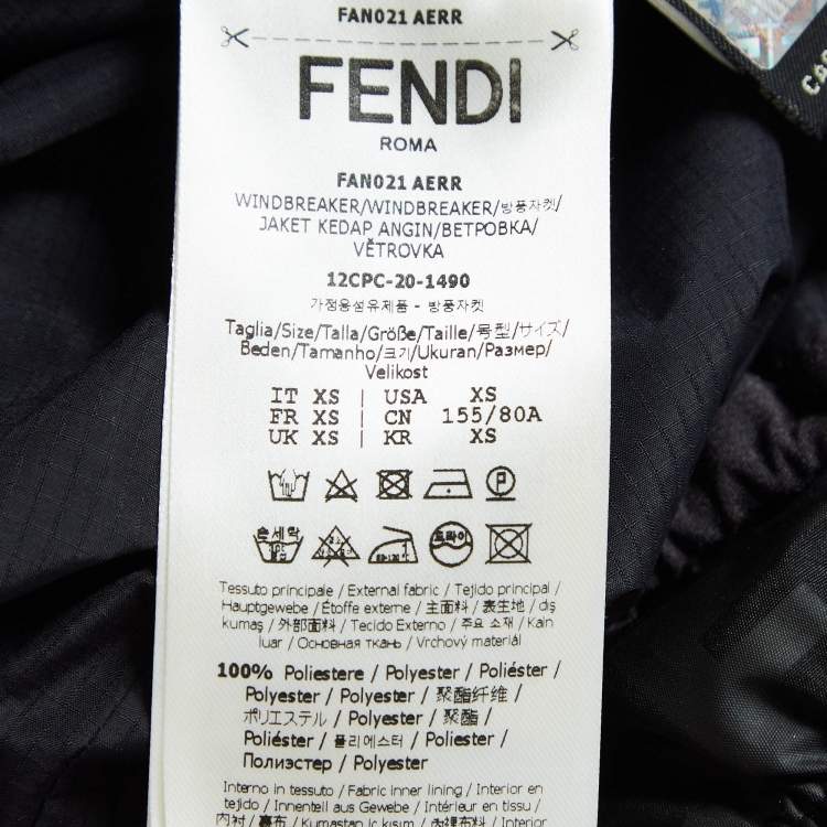 Pre Owned Fendi x K-Way Black Synthetic Reversible Bomber Jacket XS