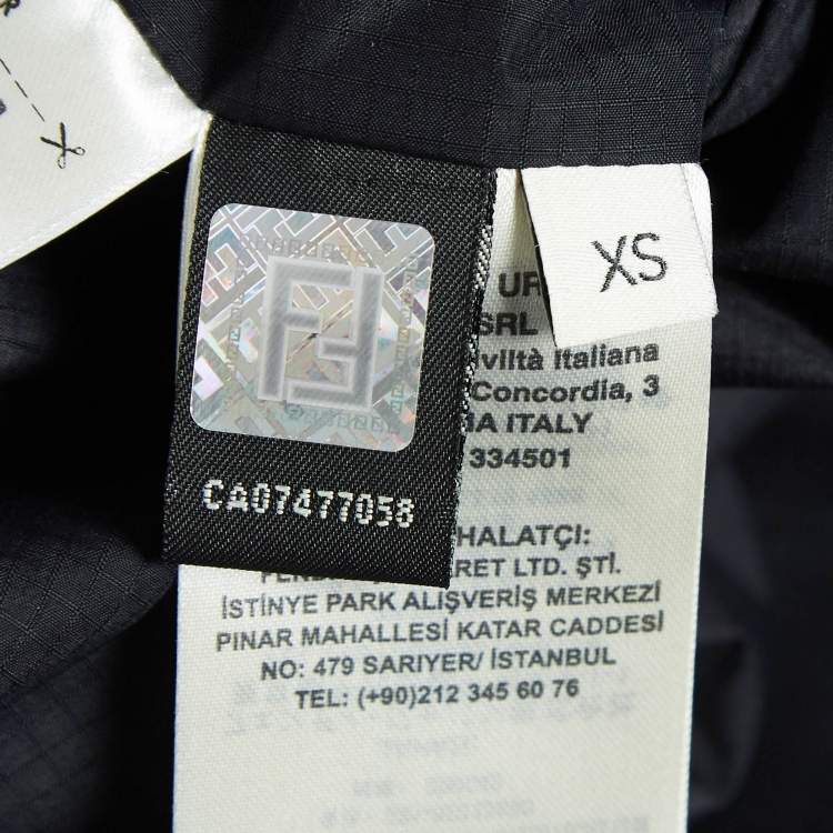 Pre Owned Fendi x K-Way Black Synthetic Reversible Bomber Jacket XS