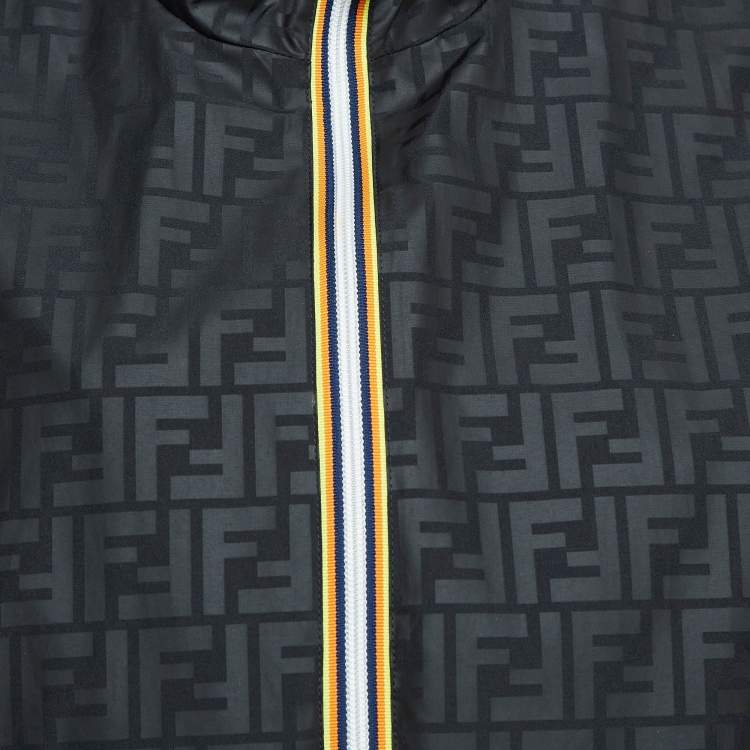 Pre Owned Fendi x K-Way Black Synthetic Reversible Bomber Jacket XS
