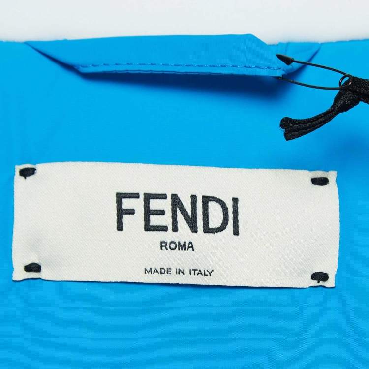 Pre Owned Fendi Blue/White Synthetic Padded Ski Jacket S