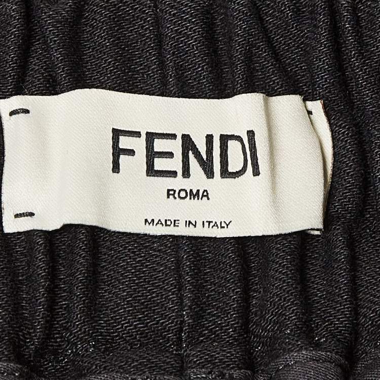 Pre Owned Fendi Black Contrast Stitch Denim Shorts M