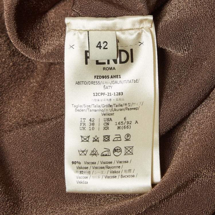 Pre Owned Fendi Brown Stretch Knit Mini Slip Dress M