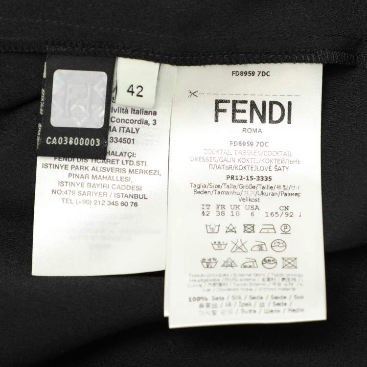 Pre Owned Fendi Blue Printed Silk Cut-Out Maxi Dress M