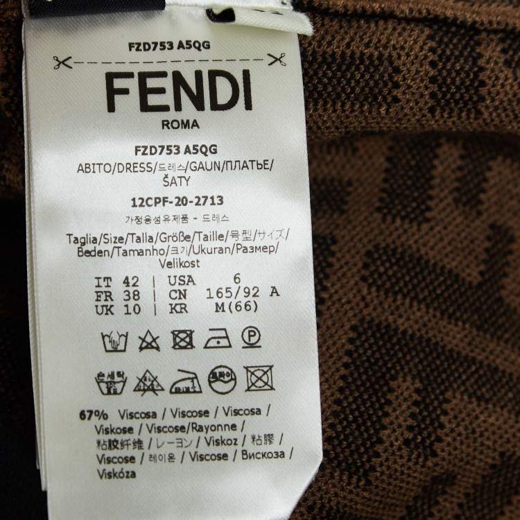 Pre Owned Fendi Brown FF Logo Patterned Knit Short Dress M