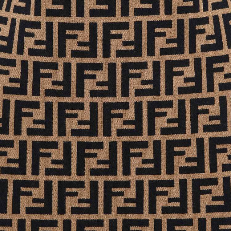 Pre Owned Fendi Brown FF Logo Patterned Knit Short Dress M