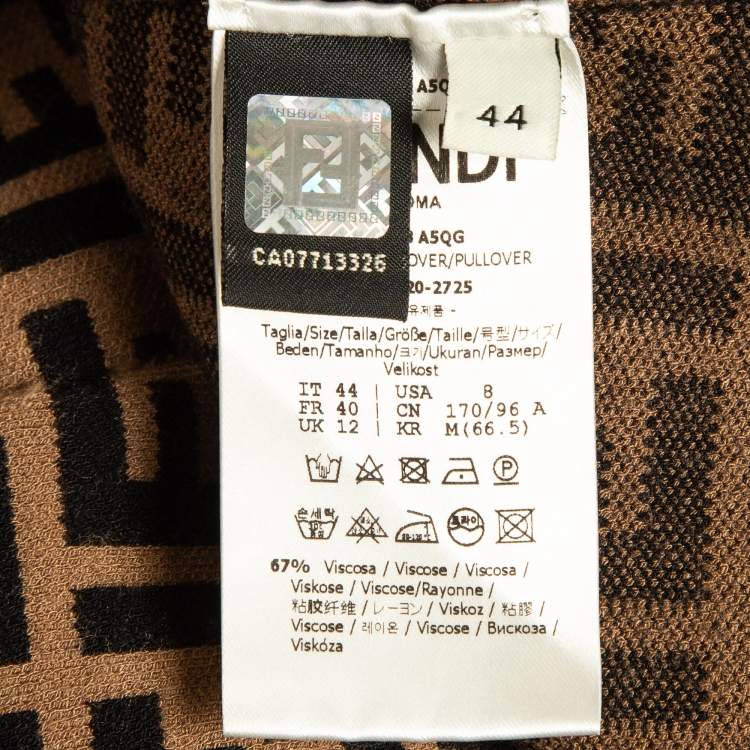 Pre Owned Fendi Brown Zucca Patterned Knit Sweatshirt M