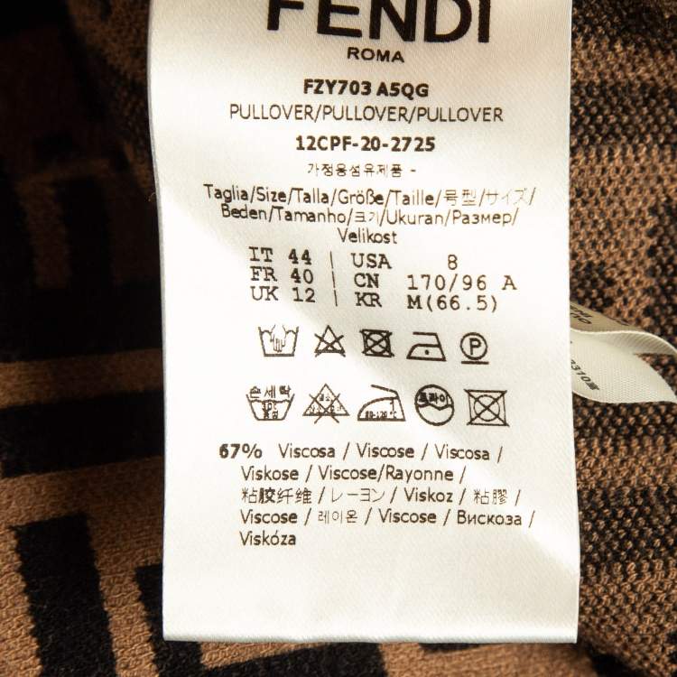 Pre Owned Fendi Brown Zucca Patterned Knit Sweatshirt M