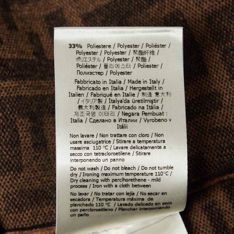 Pre Owned Fendi Brown Zucca Jacquard Knit Crew Neck Top S