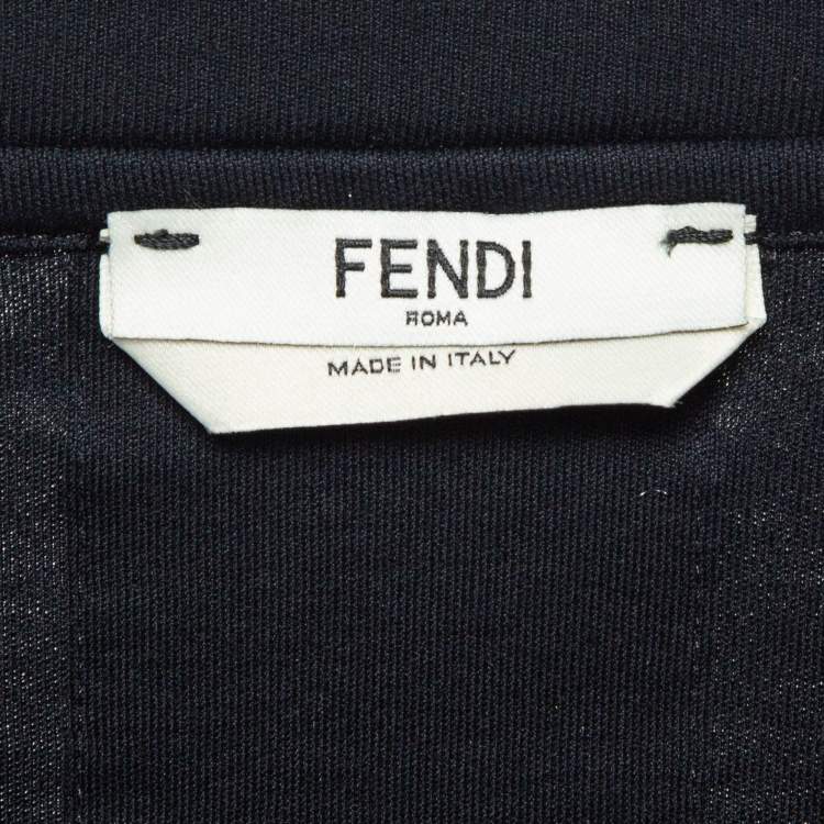 Pre Owned Fendi Black Embellished Cotton T-Shirt S