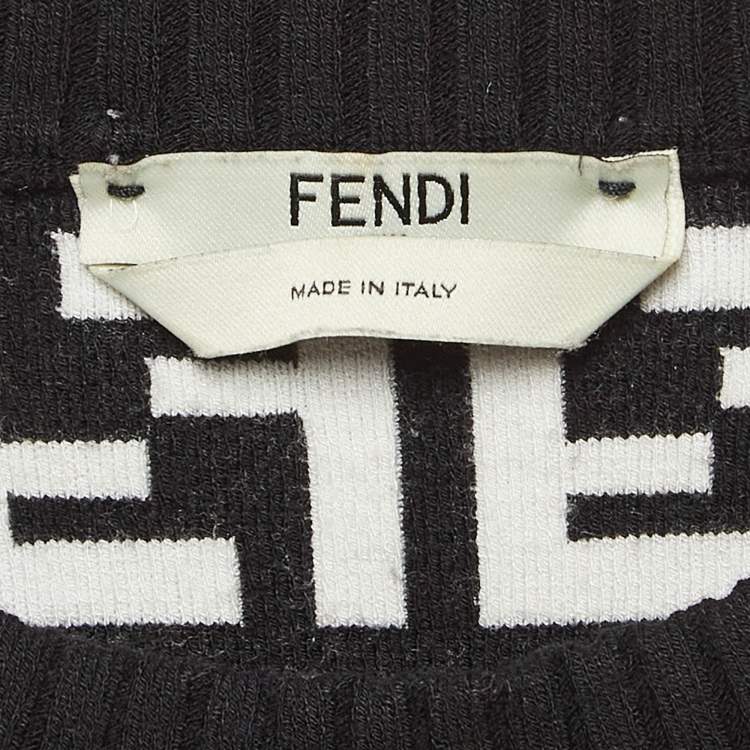 Pre Owned Fendi Grey Zucca Intarsia Stretch Knit Pullover M