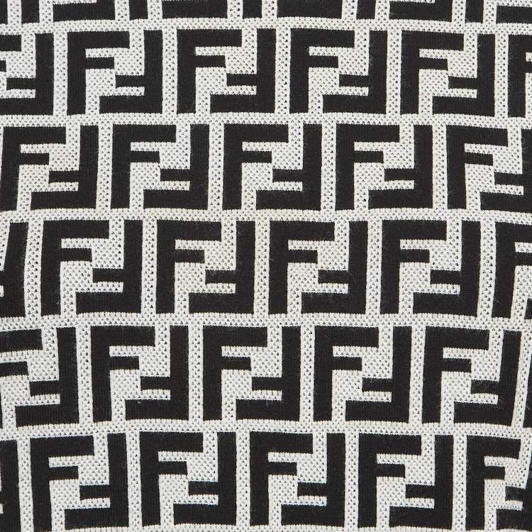 Pre Owned Fendi Grey Zucca Intarsia Stretch Knit Pullover M