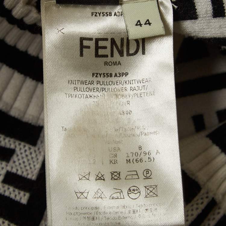Pre Owned Fendi Grey Zucca Intarsia Stretch Knit Pullover M