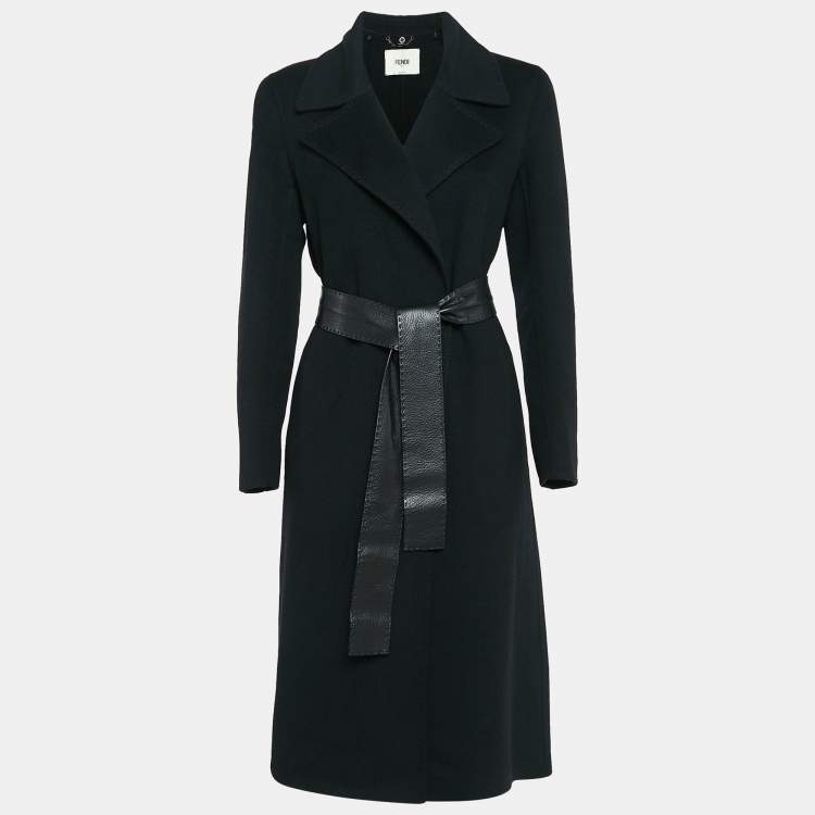 Pre Owned Fendi Black Cashmere Belted Long Coat S