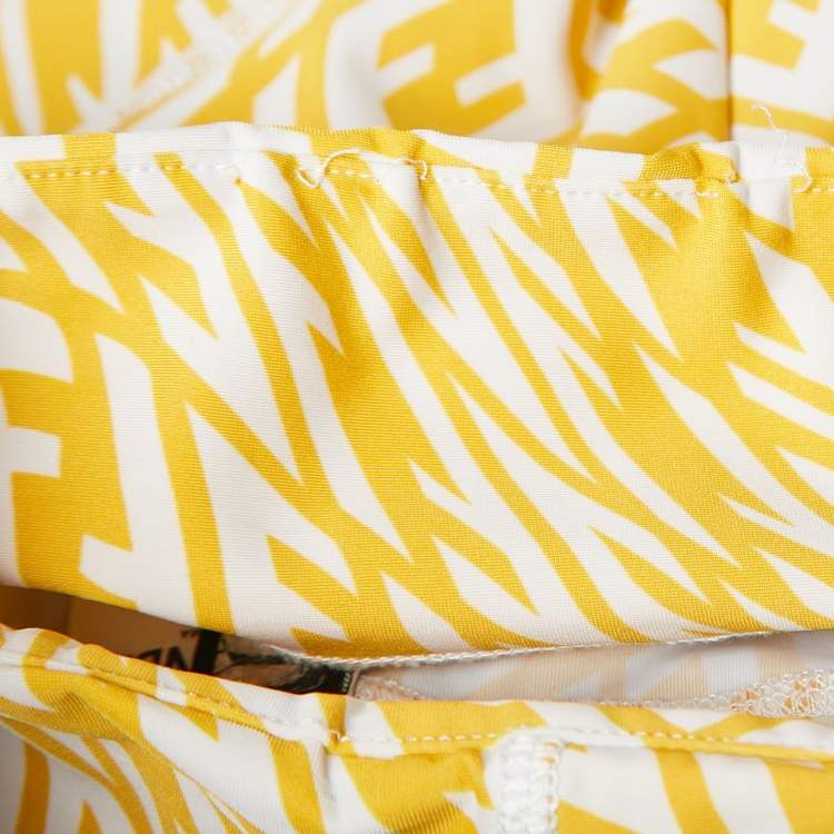 Pre Owned Fendi Yellow FF Vertigo Print Jersey Active Wear Set S