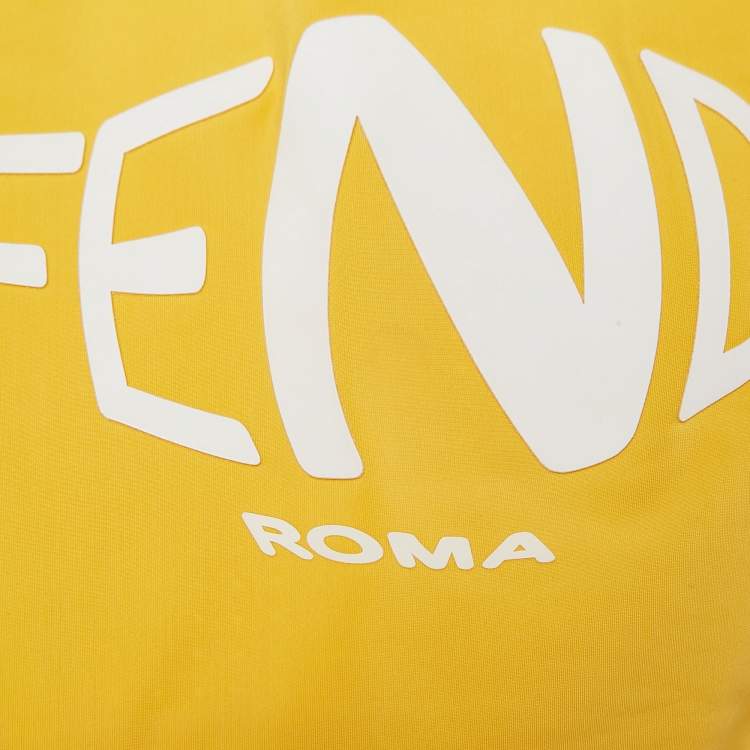 Pre Owned Fendi Yellow FF Vertigo Print Jersey Active Wear Set S