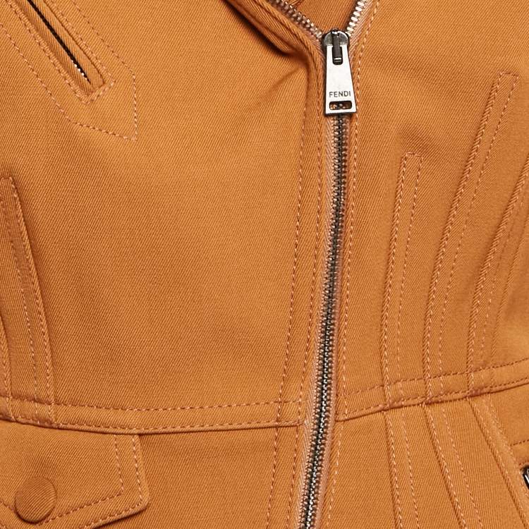Pre Owned Fendi Brown Fleece Wool Zip-Up Jacket S