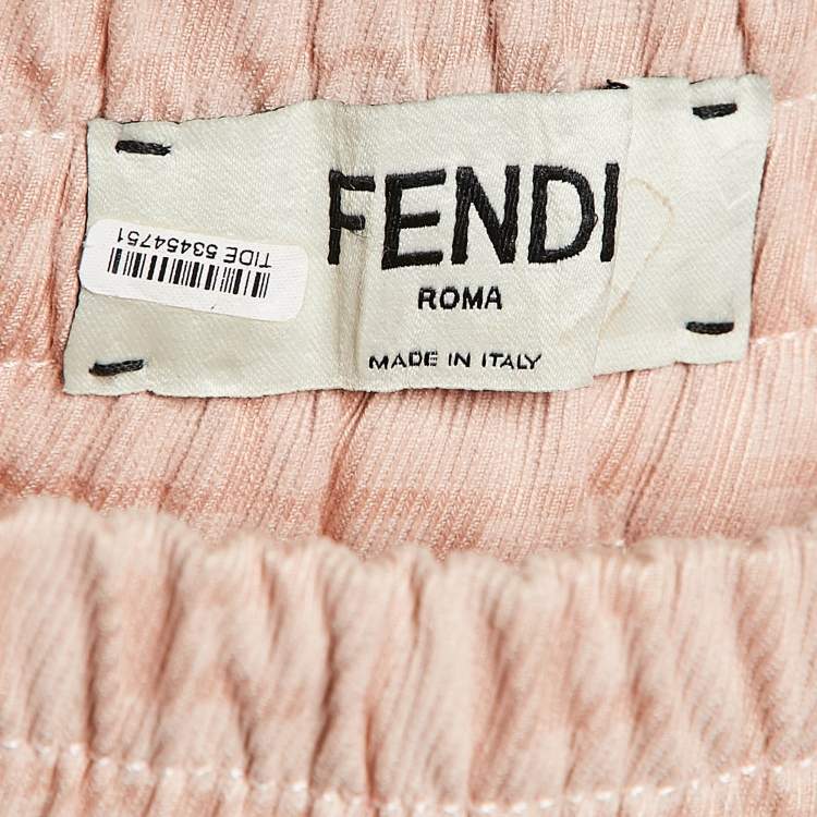 Pre Owned Fendi Pink Logo Jacquard Cotton Shorts M
