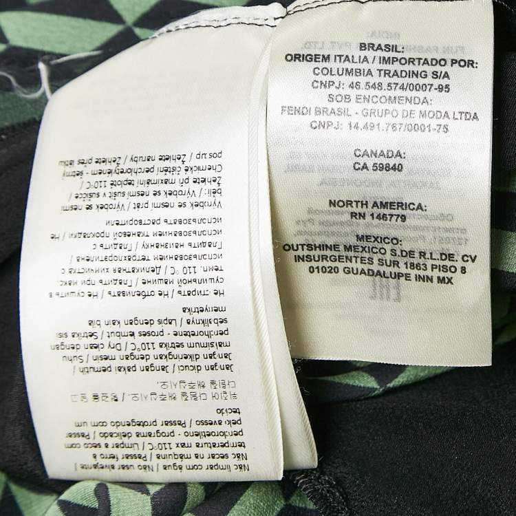 Pre Owned Fendi Emerald Green Printed Silk Midi Dress S