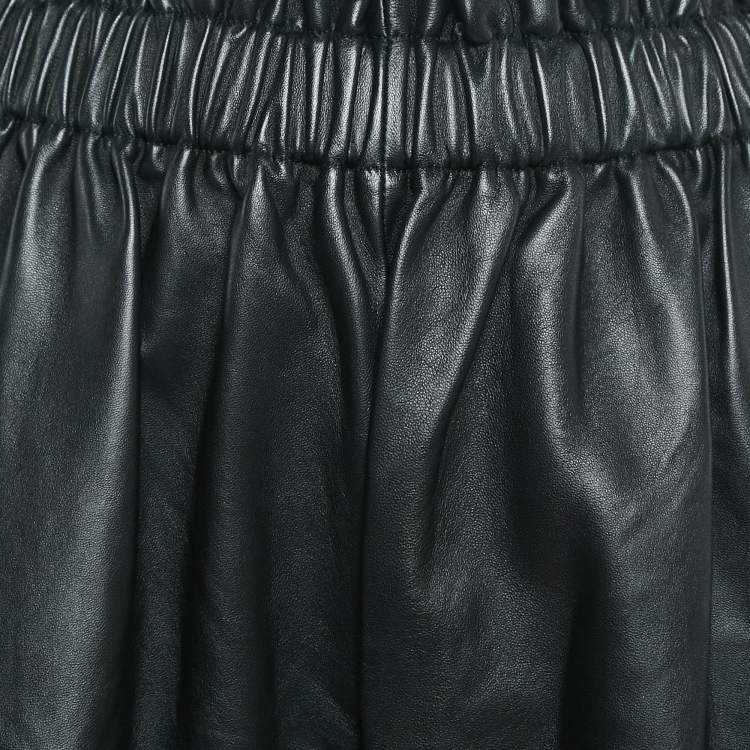 Pre Owned Fendi Black Leather Leather Curved Hem High Waist Shorts