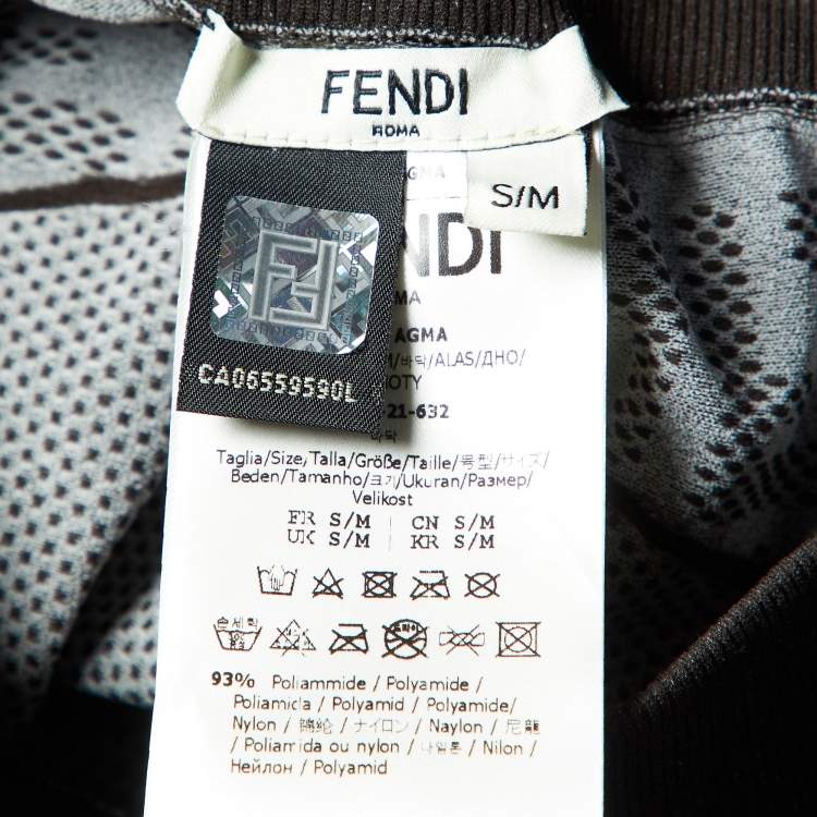Pre Owned Fendi Black FF Zucca Pattern Jersey High Waist Leggings M