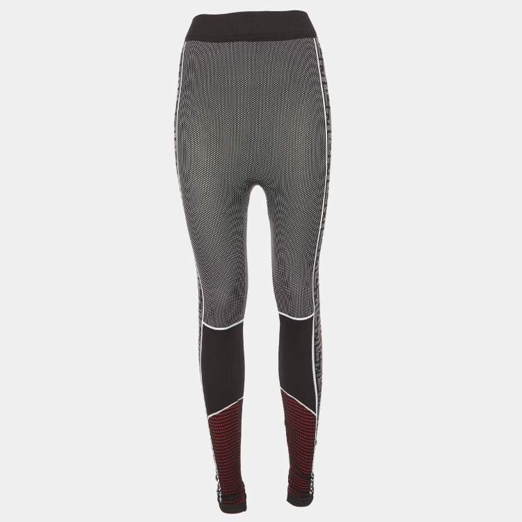 Pre Owned Fendi Black FF Zucca Pattern Jersey High Waist Leggings M