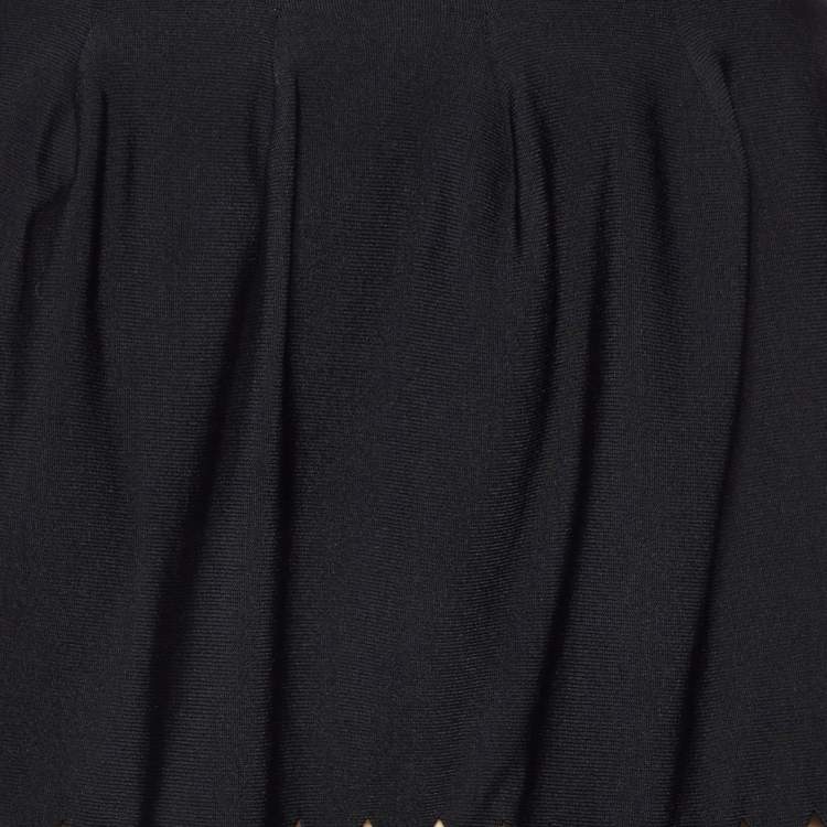 Pre Owned Fendi Black Jersey Cutout Detail Mini Skirt L
