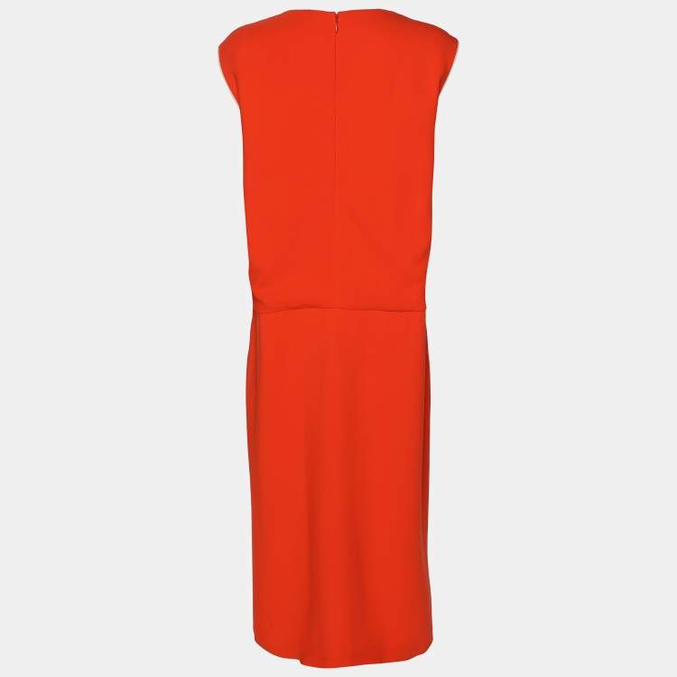Pre Owned Fendi Orange Viscose Midi Dress L