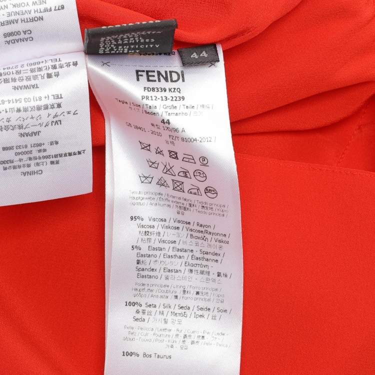 Pre Owned Fendi Orange Viscose Midi Dress L