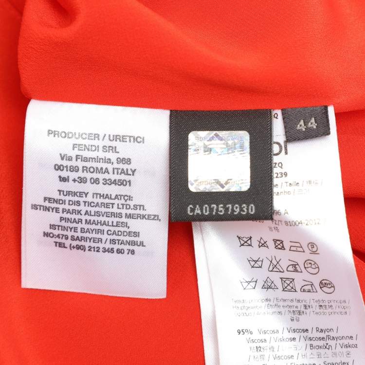 Pre Owned Fendi Orange Viscose Midi Dress L