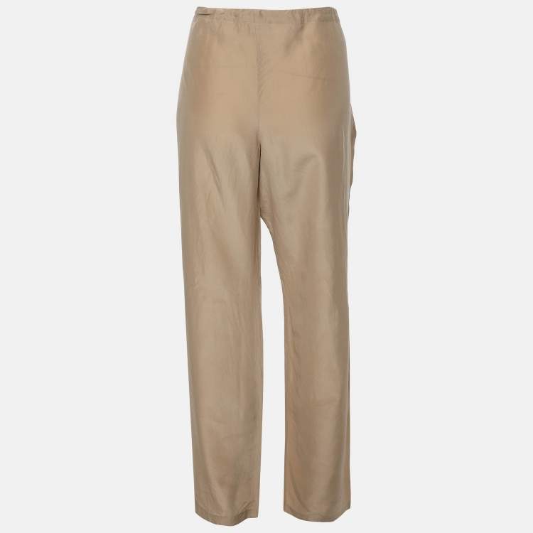 Pre Owned Fendi Beige Silk Trouser M