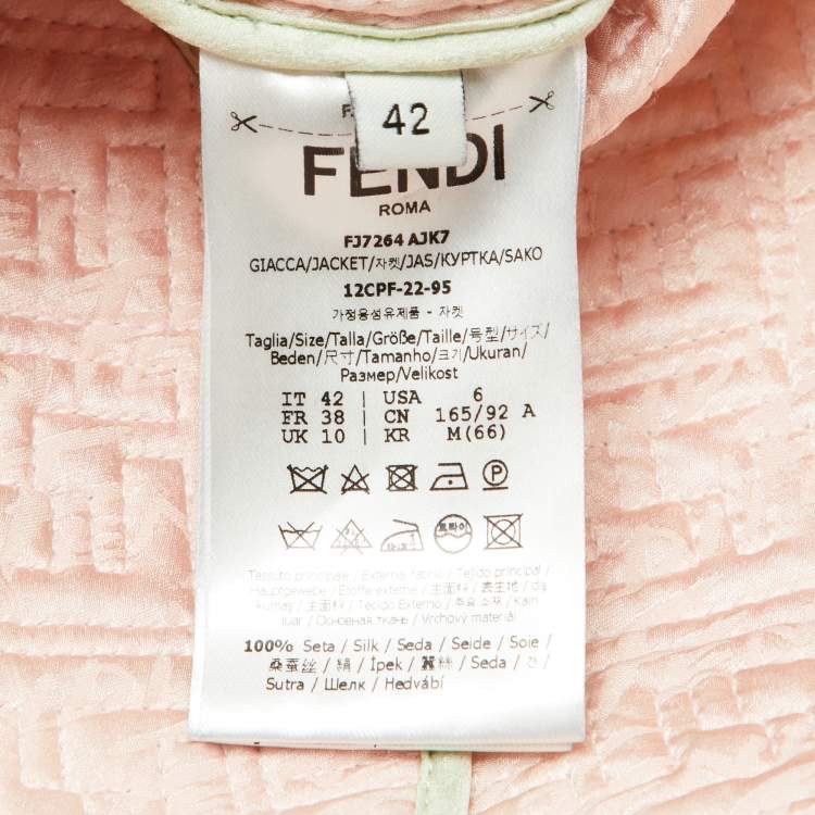 Pre Owned Fendi Green Hairdo Girl Print Silk Quilted Jacket M