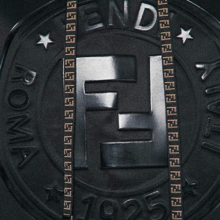 Pre Owned Fendi Black Zucca FF Logo Print Jersey Hoodie S