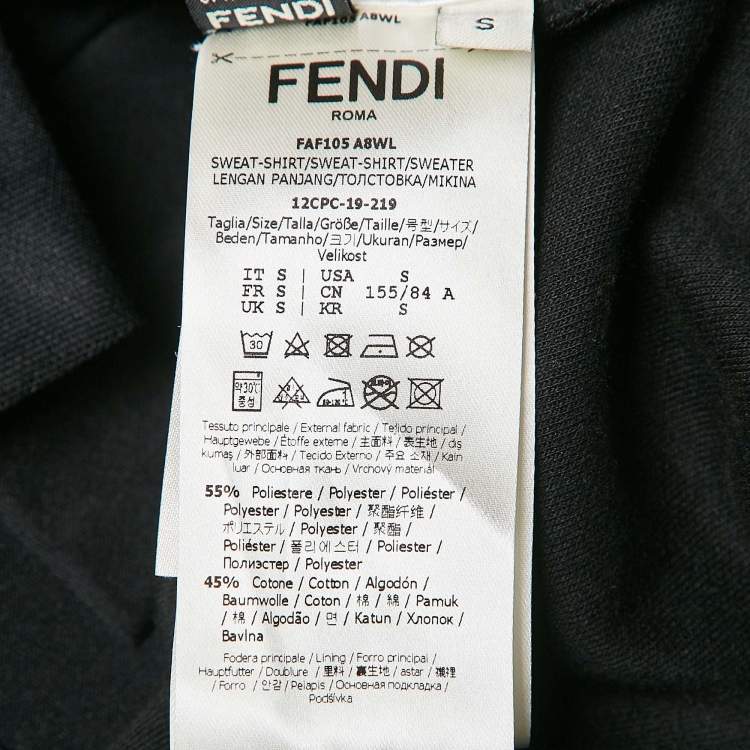 Pre Owned Fendi Black Zucca FF Logo Print Jersey Hoodie S