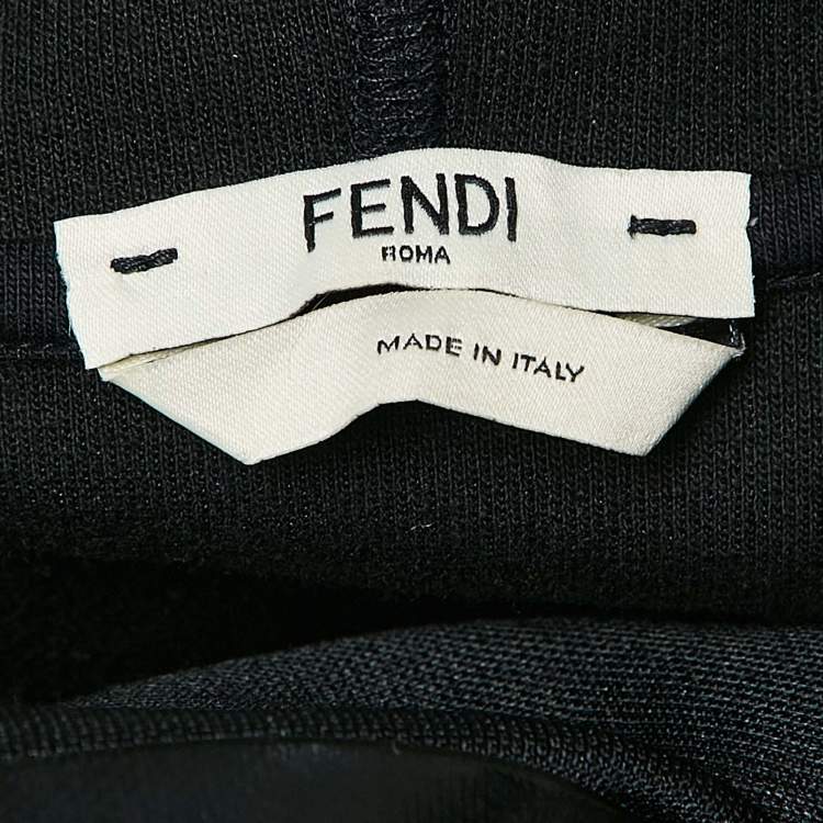 Pre Owned Fendi Black Zucca FF Logo Print Jersey Hoodie S