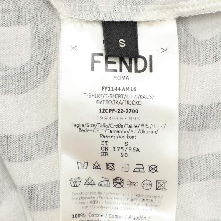 Pre Owned Fendi White/Black Logo Printed Crew Neck T-Shirt S