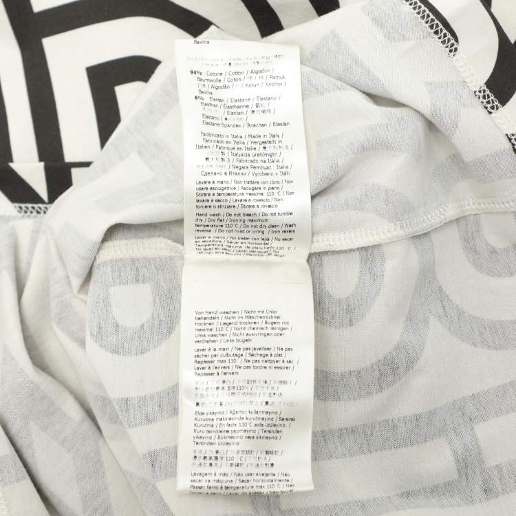 Pre Owned Fendi White/Black Logo Printed Crew Neck T-Shirt S