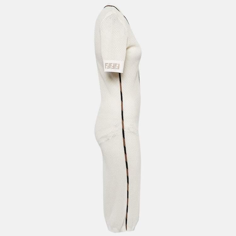 مملوكة مسبقًا Fendi Off-White Mesh Sheer Midi Dress M